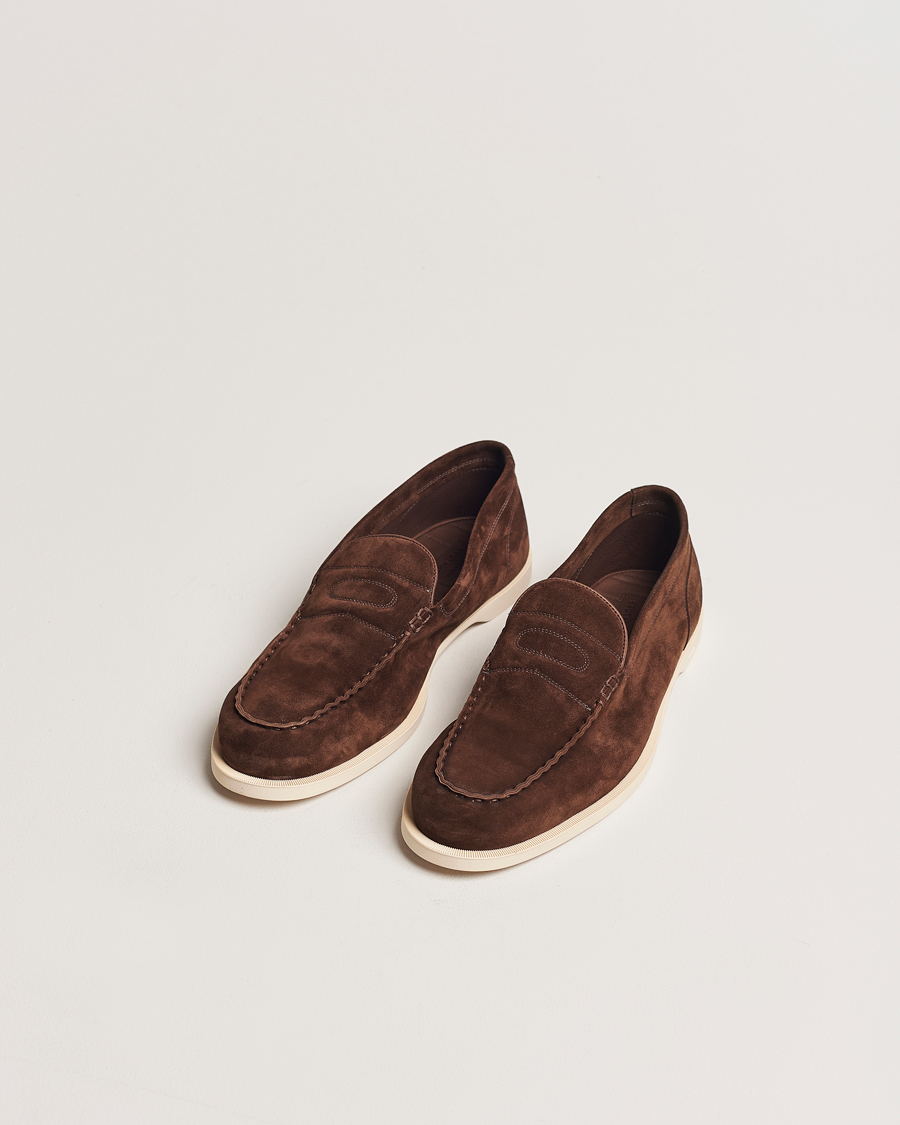 Heren | John Lobb | John Lobb | Pace Summer Loafer Dark Brown Suede