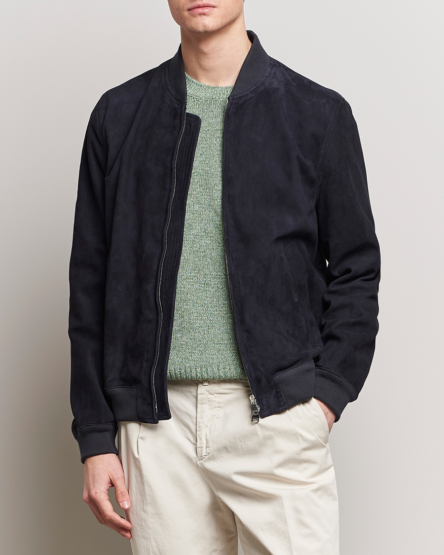 Heren | Italian Department | Valstar | Zip Suede Jacket Navy