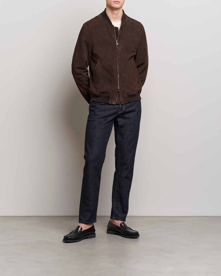 Heren | Jassen | Valstar | Zip Suede Jacket Dark Brown