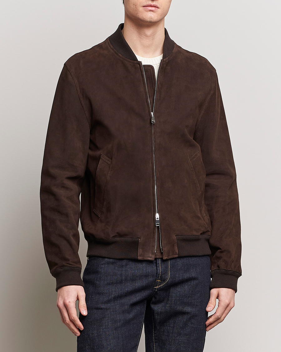 Heren | Italian Department | Valstar | Zip Suede Jacket Dark Brown