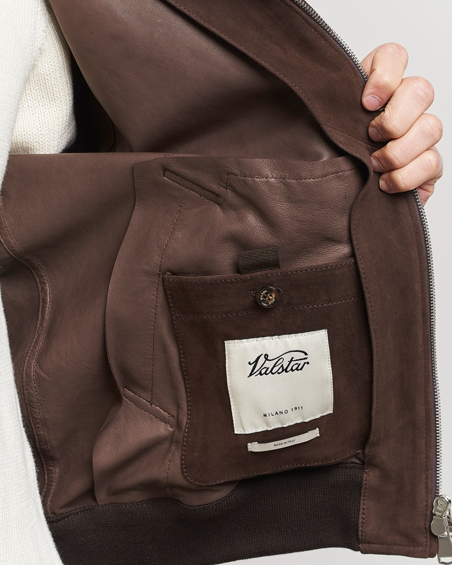 Heren | Jassen | Valstar | Zip Suede Jacket Dark Brown