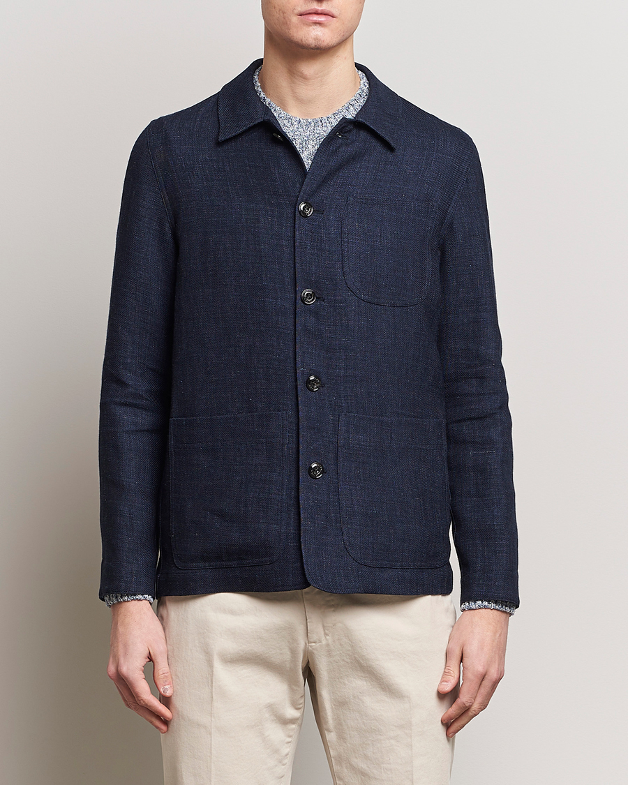 Heren | Sale -20% | Altea | Wool/Linen Chore Jacket Navy