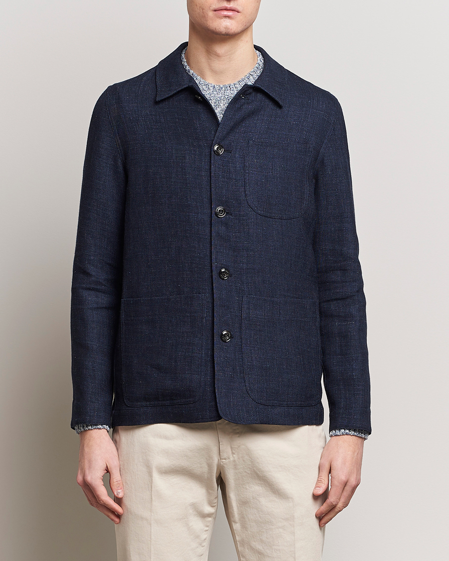 Heren | Italian Department | Altea | Wool/Linen Chore Jacket Navy