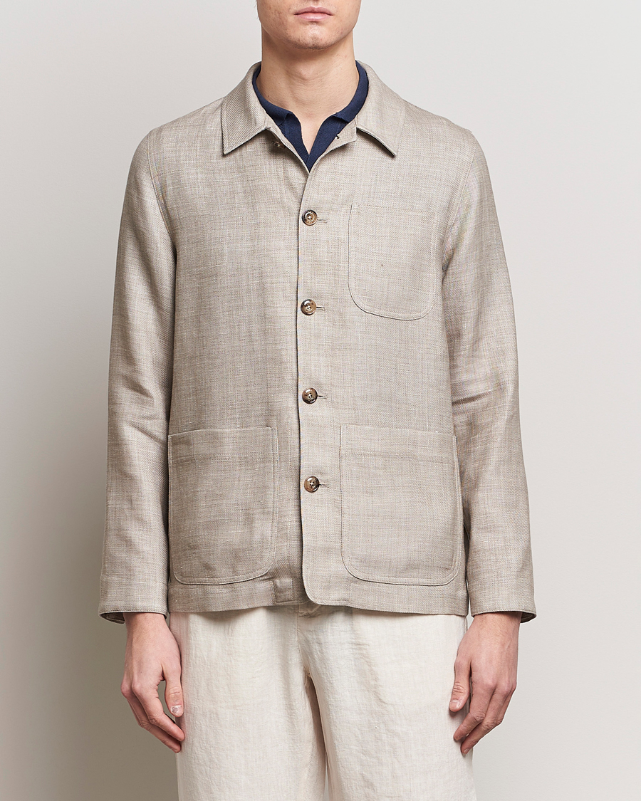 Heren | Jassen | Altea | Wool/Linen Chore Jacket Light Beige