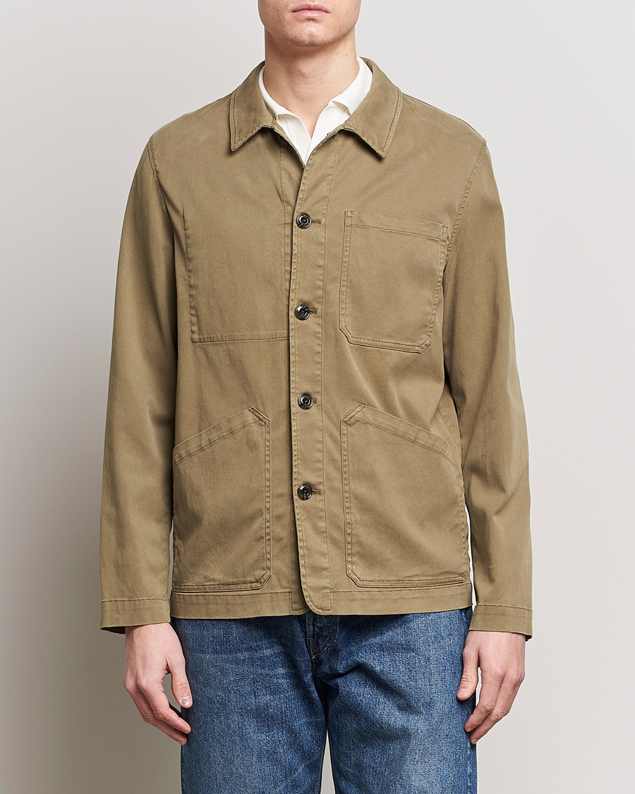 Heren | Afdelingen | Altea | Soft Cotton Shirt Jacket Olive