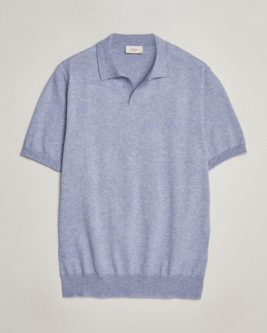 Heren | Polo's | Altea | Cotton/Cashmere Polo Shirt Light Blue