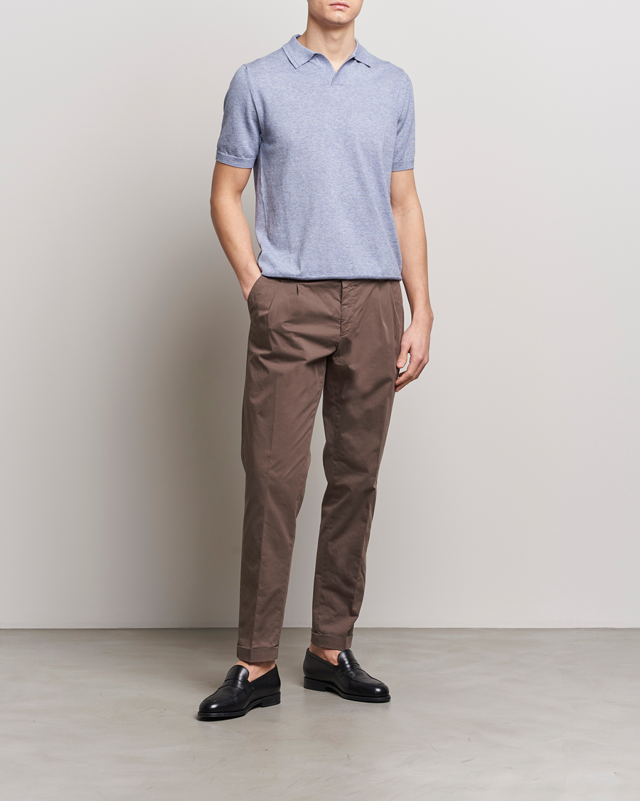 Heren | Polo's | Altea | Cotton/Cashmere Polo Shirt Light Blue