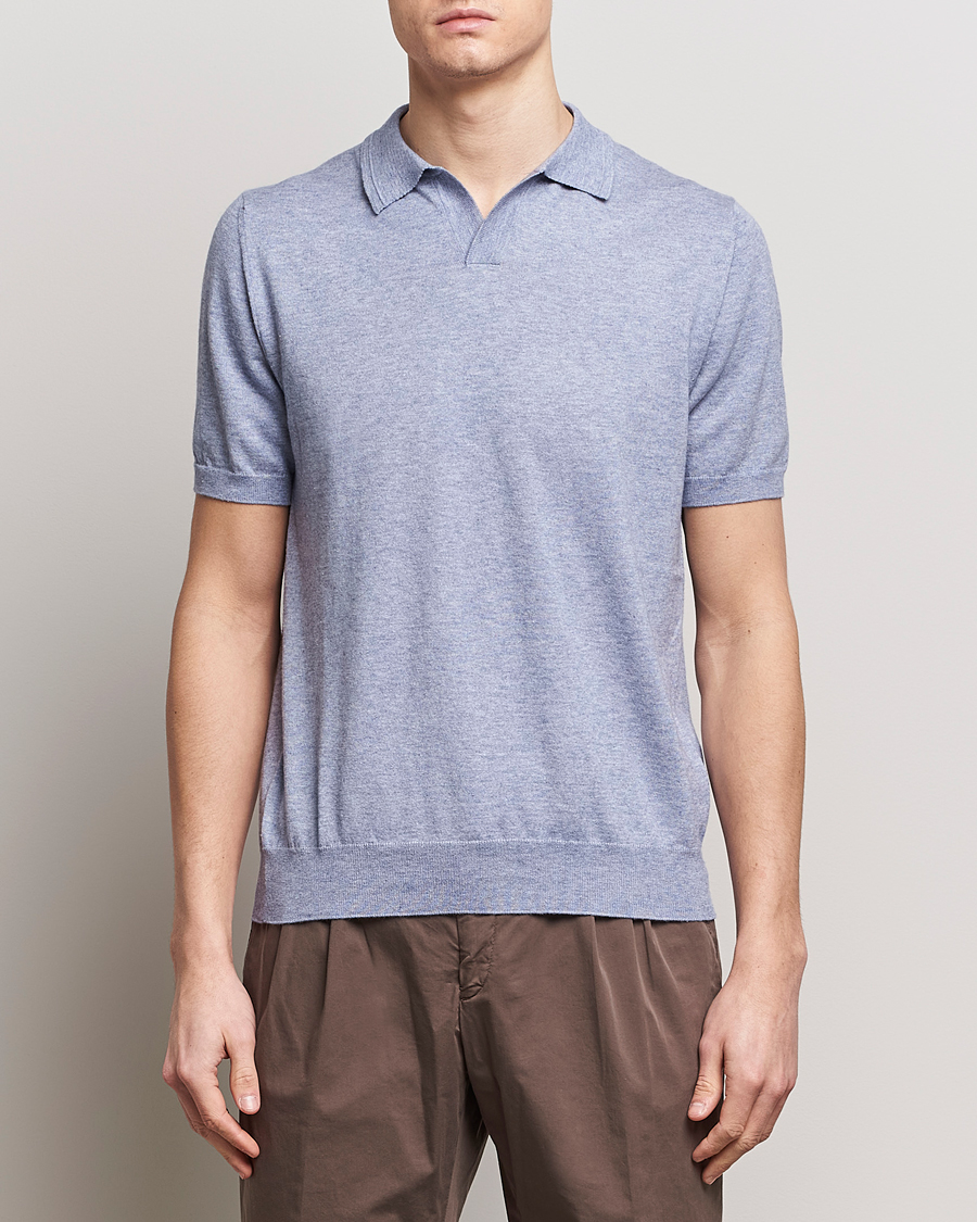 Heren | Poloshirts met korte mouwen | Altea | Cotton/Cashmere Polo Shirt Light Blue