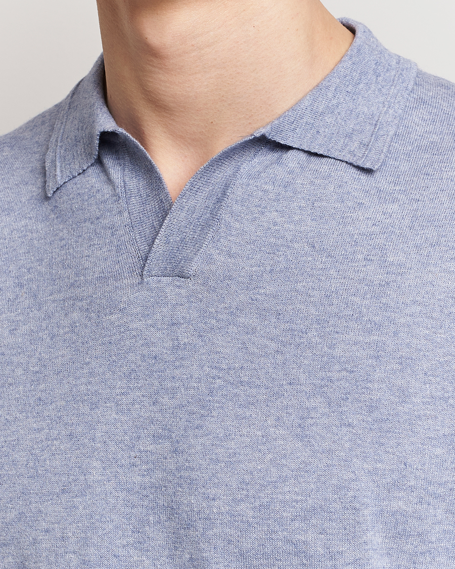 Heren | Polo's | Altea | Cotton/Cashmere Polo Shirt Light Blue