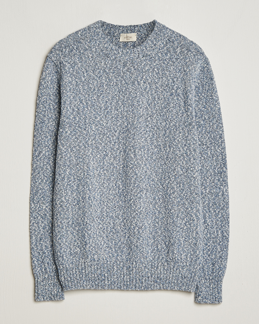 Heren | Truien | Altea | Cotton Mouline Crew Neck Pullover Blue Melange