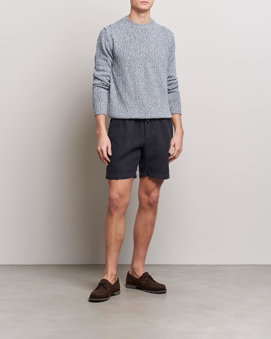 Heren | Truien | Altea | Cotton Mouline Crew Neck Pullover Blue Melange