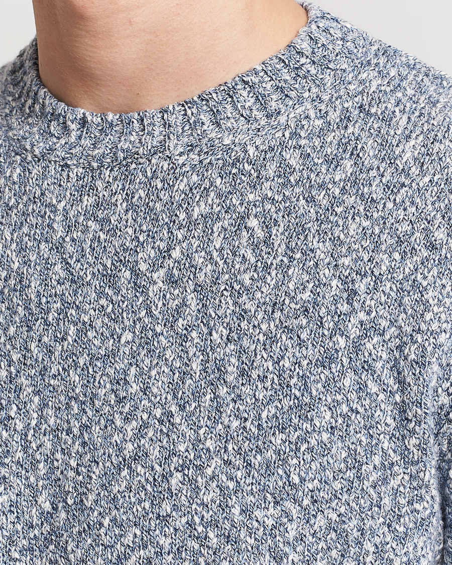 Heren | Truien | Altea | Cotton Mouline Crew Neck Pullover Blue Melange