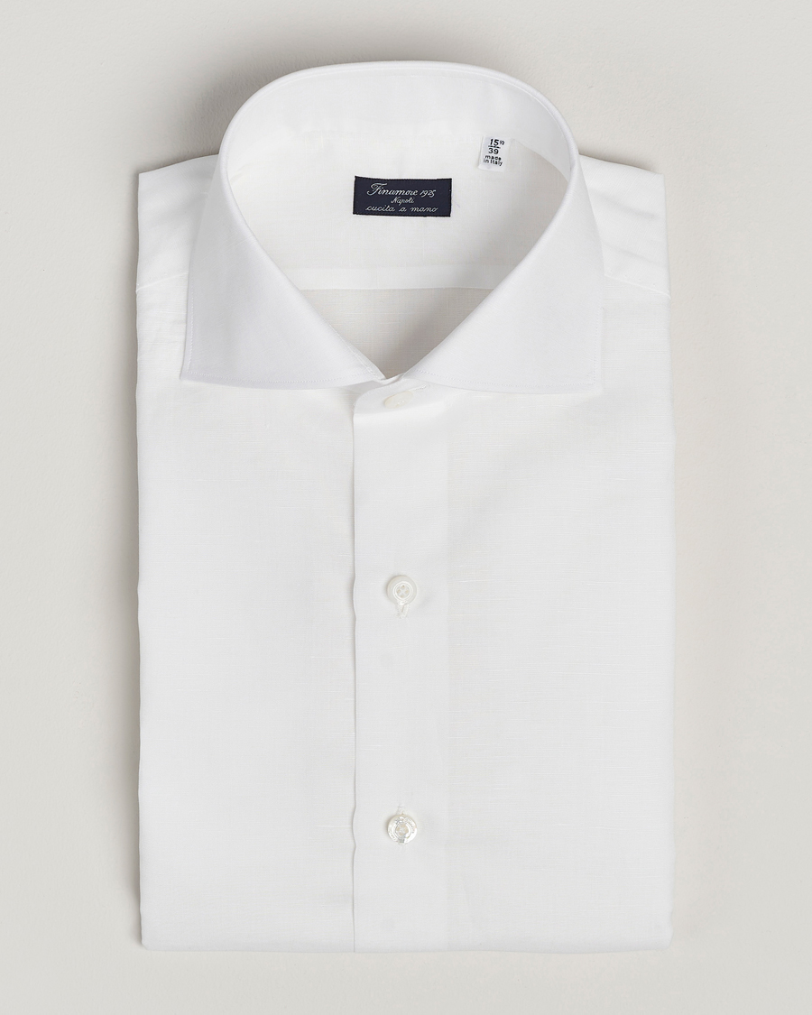 Heren | Overhemden | Finamore Napoli | Milano Slim Linen Dress Shirt White