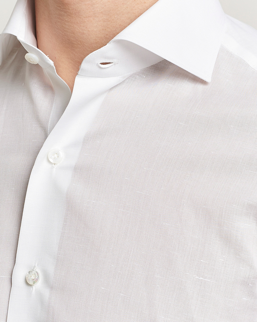 Heren | Overhemden | Finamore Napoli | Milano Slim Linen Dress Shirt White