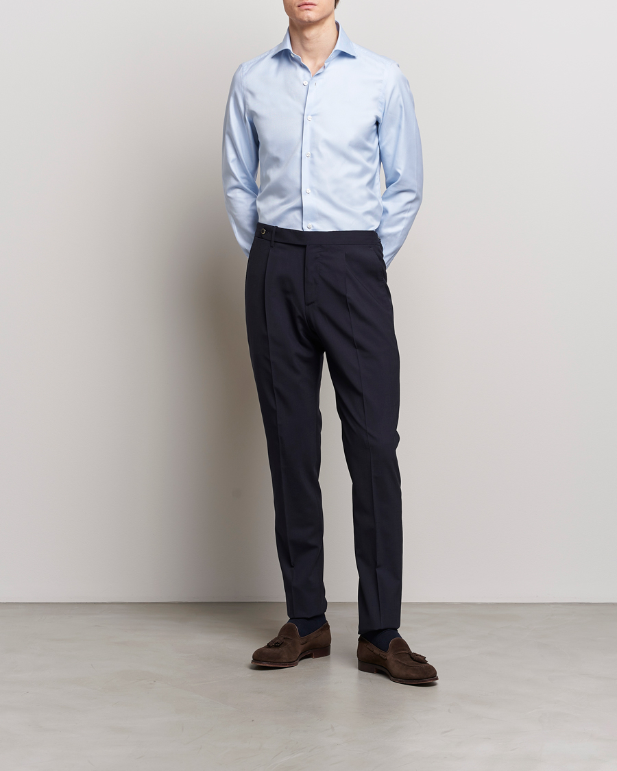 Heren | Zakelijke overhemden | Finamore Napoli | Milano Slim Royal Oxford Shirt Light Blue