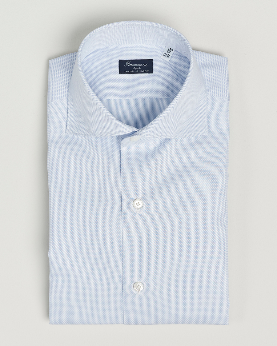 Heren | Overhemden | Finamore Napoli | Milano Slim Structured Dress Shirt Light Blue