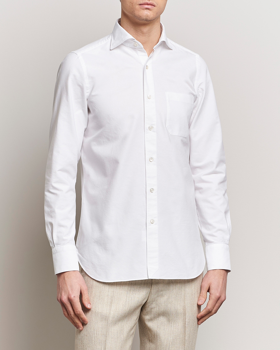 Heren | Casual | Finamore Napoli | Gaeta Chambray Shirt White