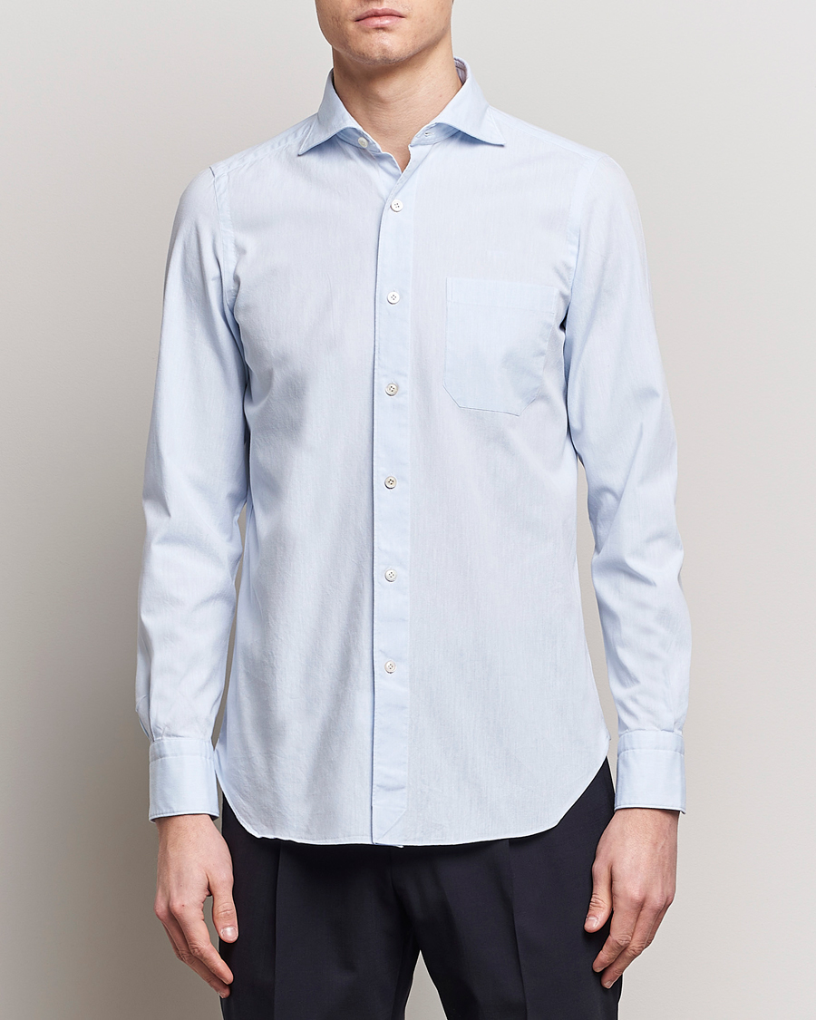 Heren | Overhemden | Finamore Napoli | Gaeta Chambray Shirt Light Blue