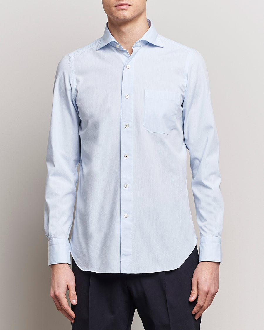 Heren | Italian Department | Finamore Napoli | Gaeta Chambray Shirt Light Blue