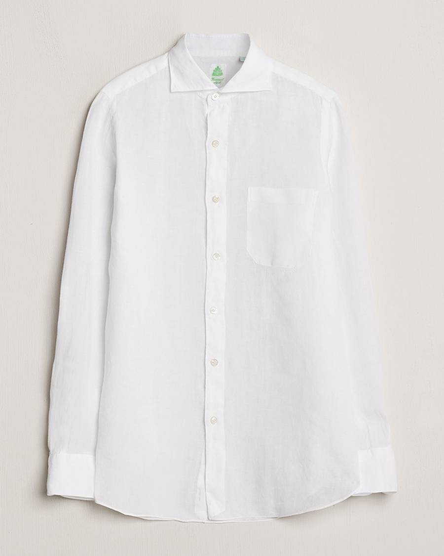 Heren | Overhemden | Finamore Napoli | Gaeta Linen Pocket Shirt White