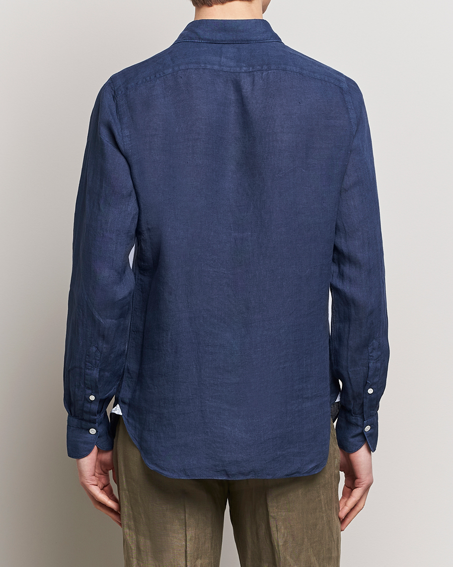 Heren | Overhemden | Finamore Napoli | Gaeta Linen Pocket Shirt Navy