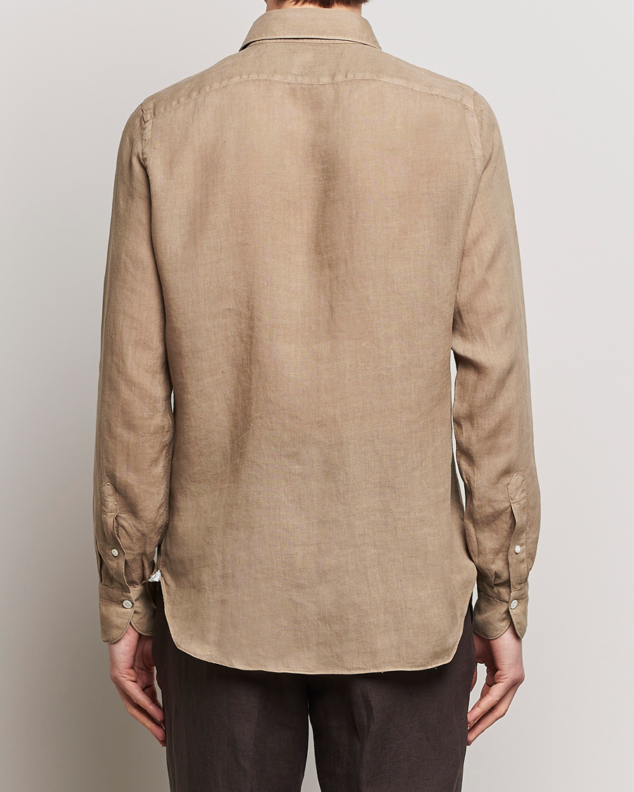 Heren | Overhemden | Finamore Napoli | Gaeta Linen Pocket Shirt Taupe