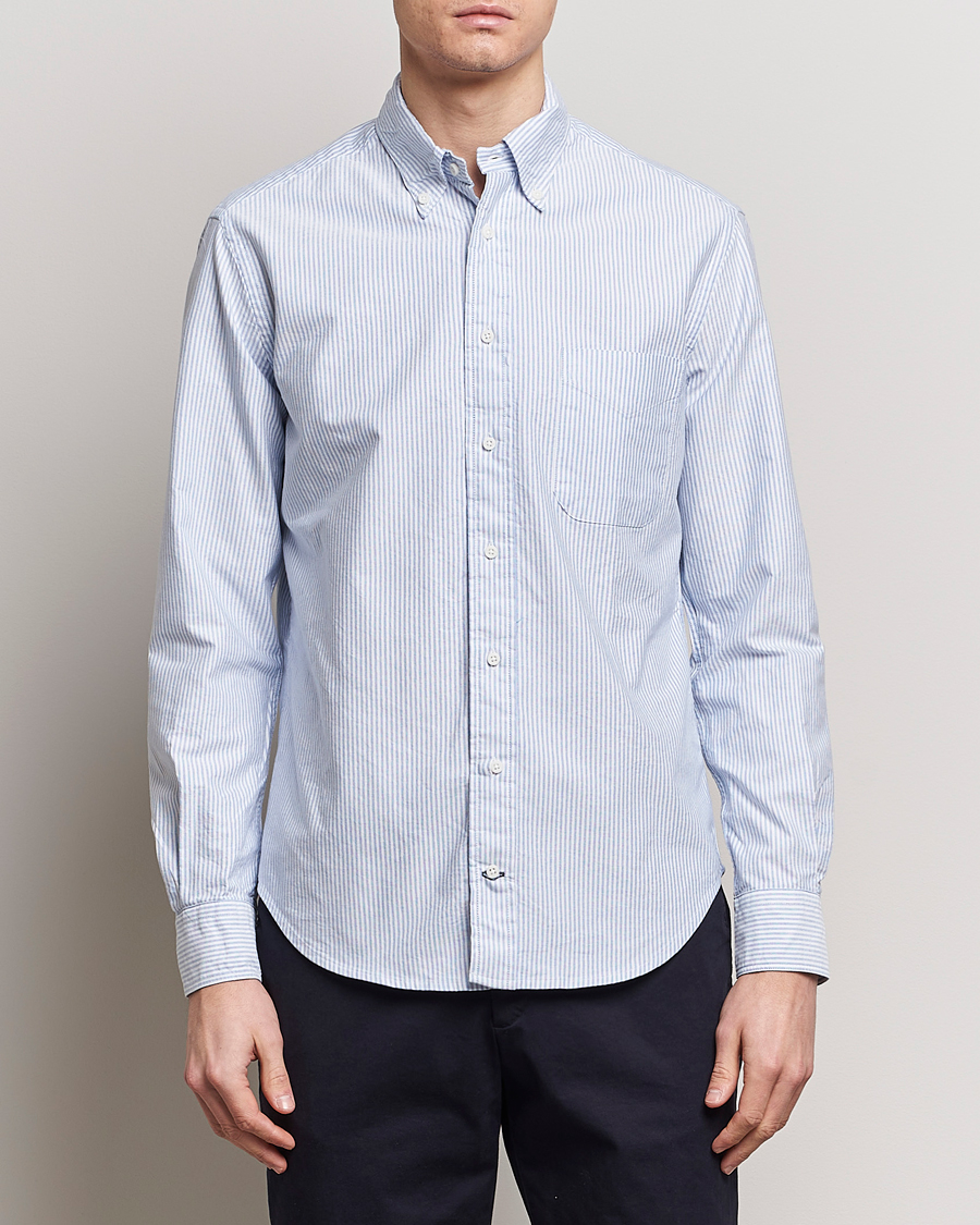 Heren |  | Gitman Vintage | Button Down Oxford Shirt Blue Stripe