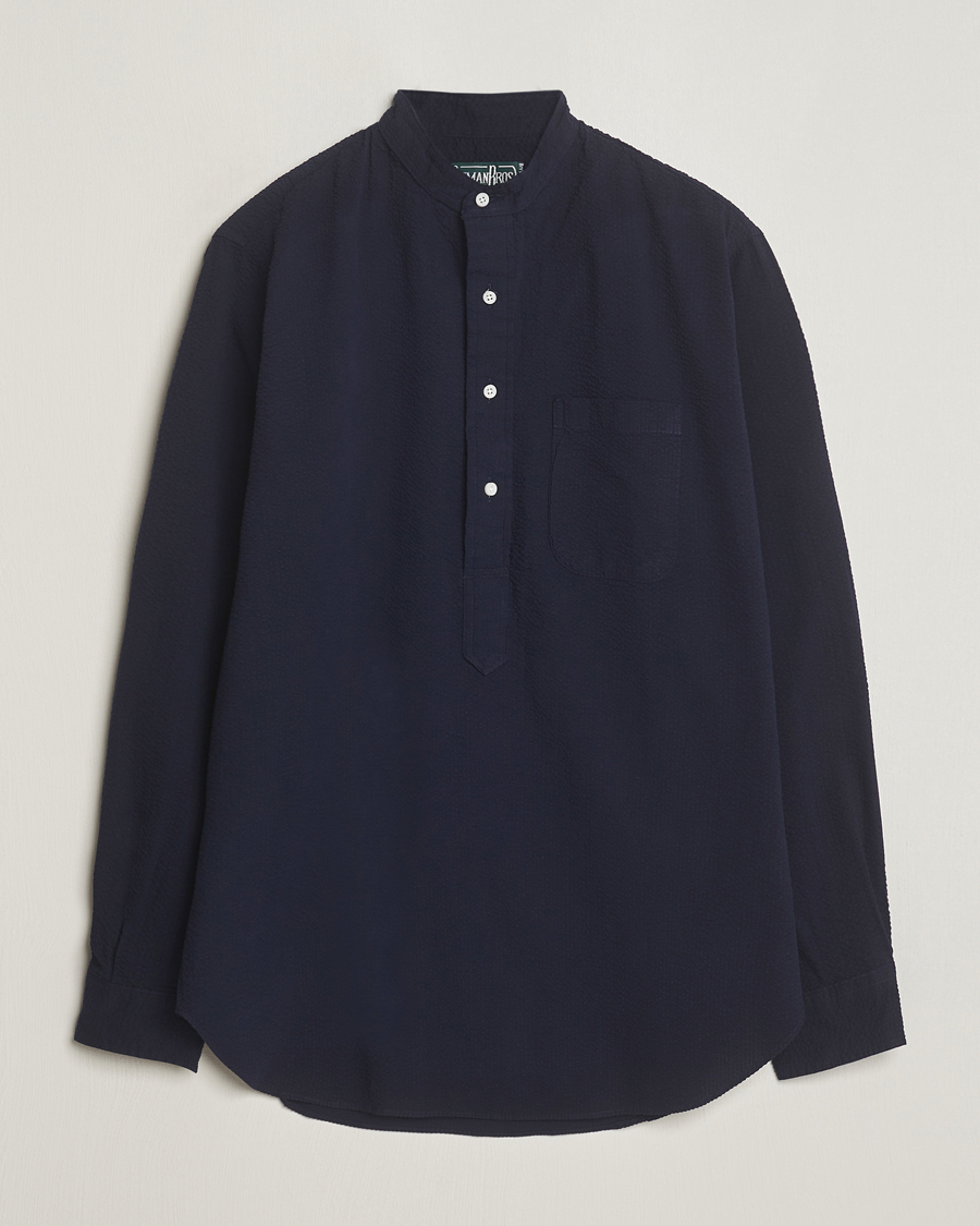 Heren | Overhemden | Gitman Vintage | Tonal Seersucker Popover Shirt Navy