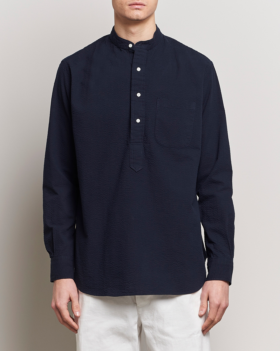 Heren | Kleding | Gitman Vintage | Tonal Seersucker Popover Shirt Navy