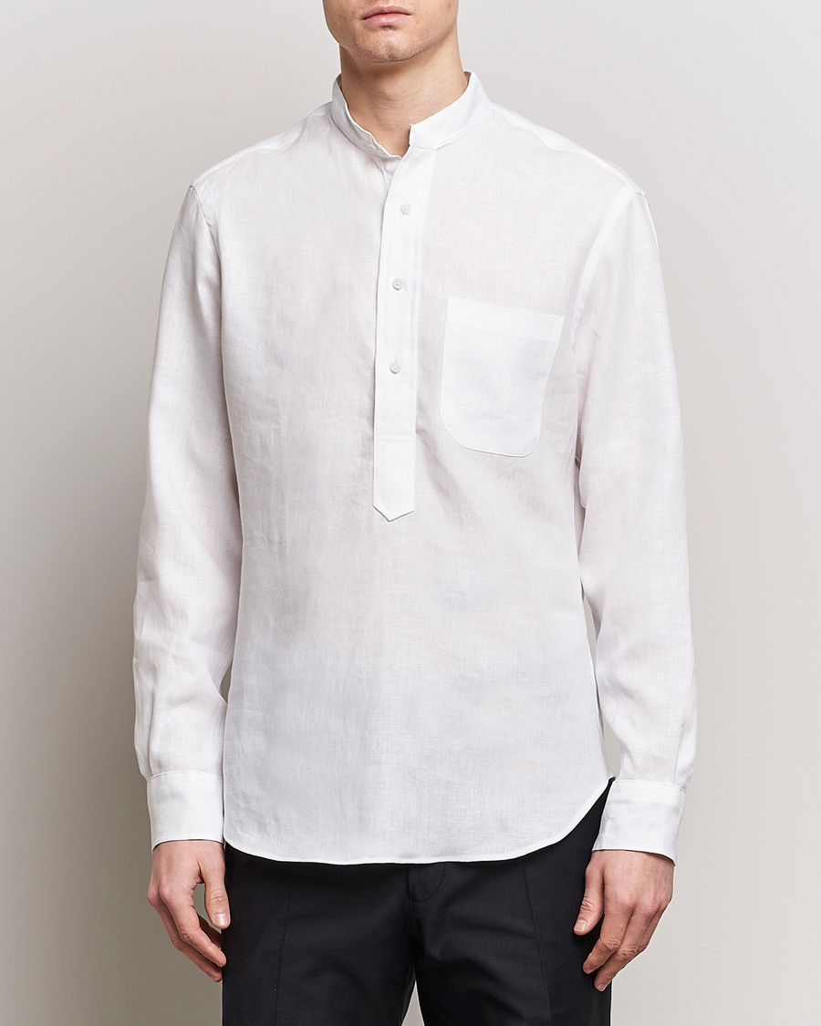 Heren | Overhemden | Gitman Vintage | Linen Popover Shirt White