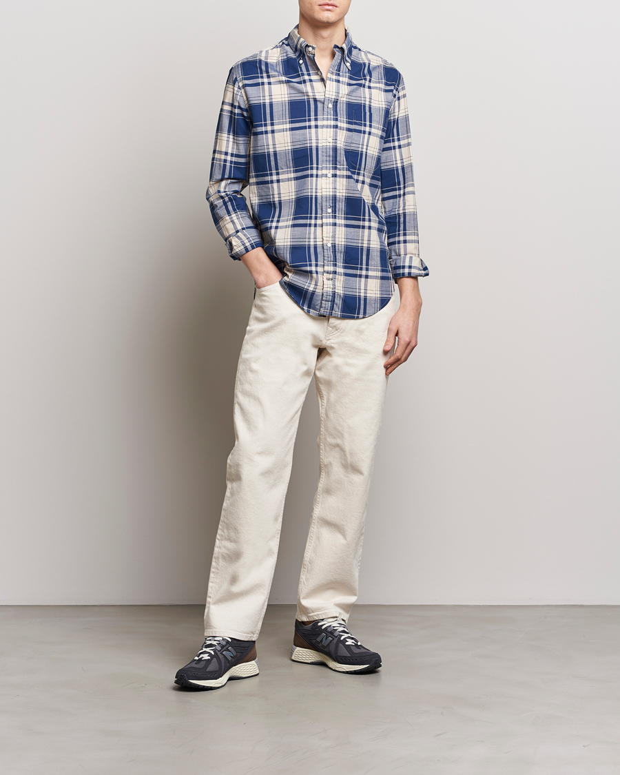 Heren | Overhemden | Gitman Vintage | Button Down Madras Shirt Blue Check