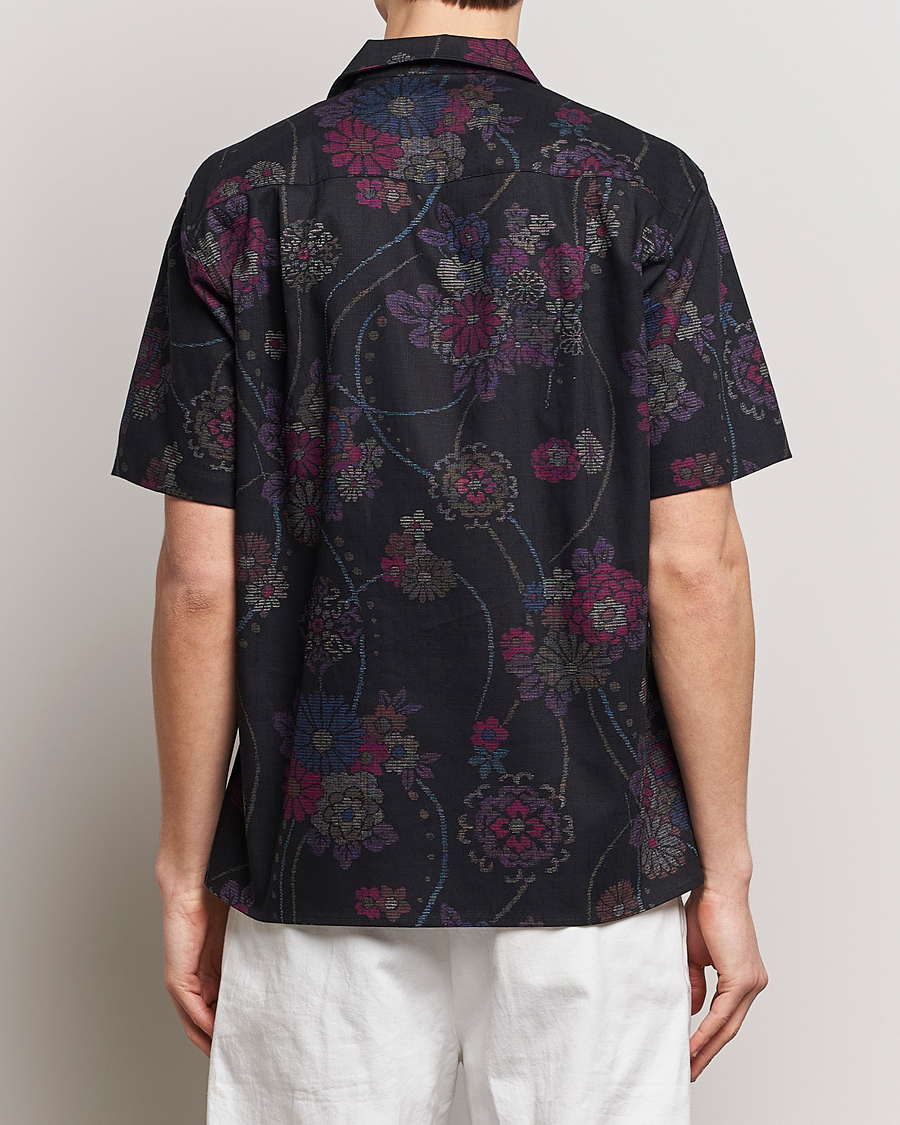 Heren | Overhemden | Gitman Vintage | Japanese Floral Jacquard Camp Shirt Black