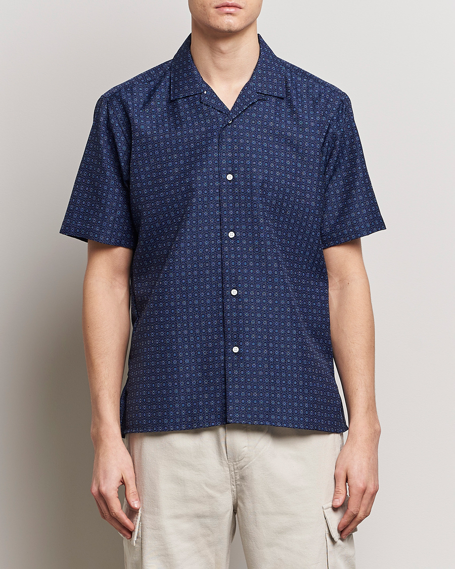 Heren | Overhemden met korte mouwen | Gitman Vintage | Japanese Dobby Camp Shirt Navy