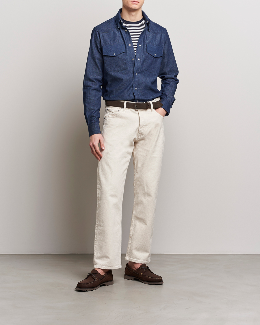Heren | Overhemden | Gitman Vintage | Denim Western Shirt Dark Indigo