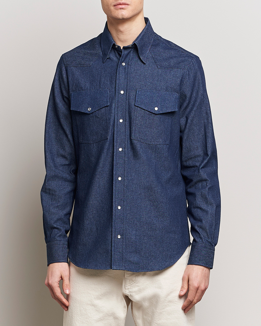 Heren | Afdelingen | Gitman Vintage | Denim Western Shirt Dark Indigo