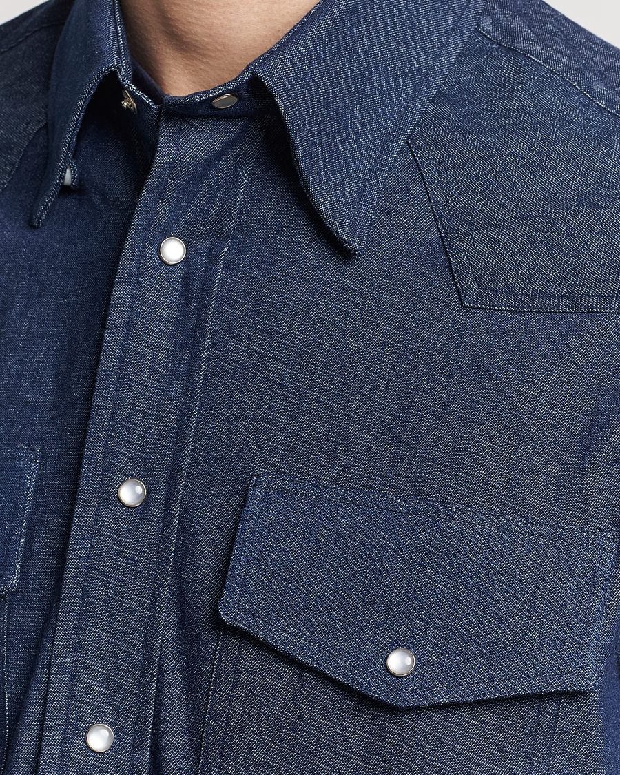 Heren | Overhemden | Gitman Vintage | Denim Western Shirt Dark Indigo