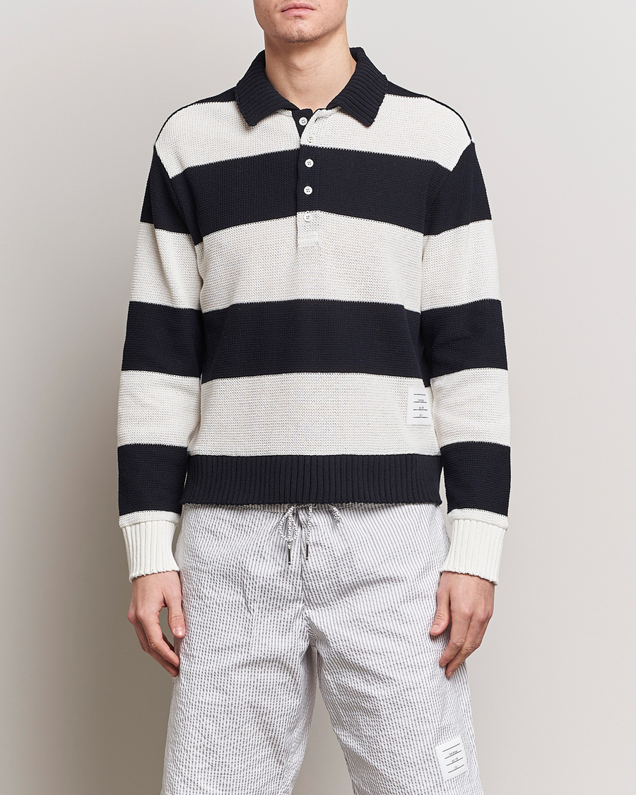 Heren | Rugbyshirts | Thom Browne | Long Sleeve Rugby White/Navy