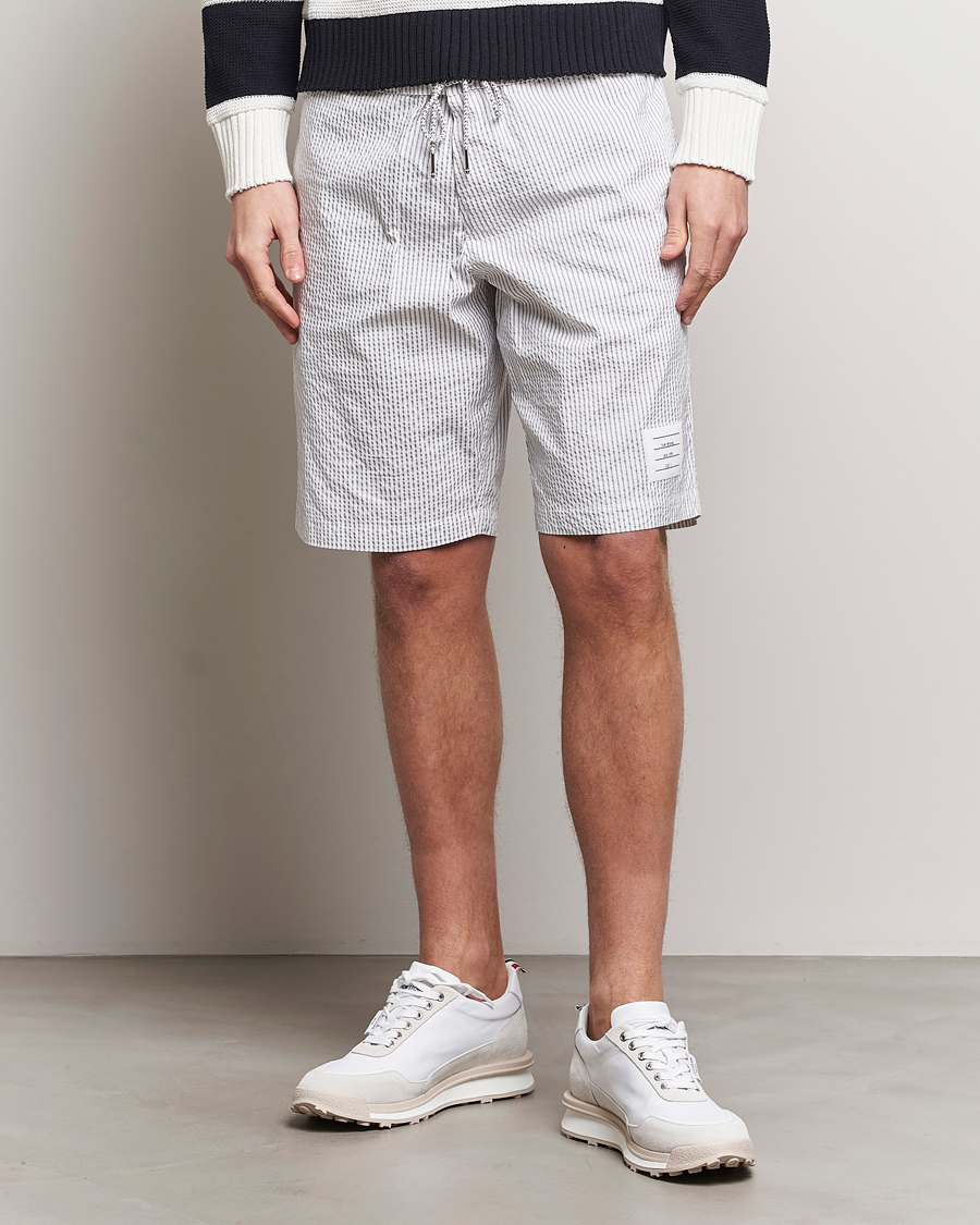 Heren | Thom Browne | Thom Browne | Seersucker Drawstring Board Shorts Light Grey