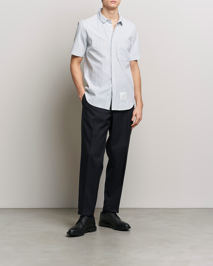 Heren | Overhemden | Thom Browne | Short Sleeve Seersucker Shirt Light Blue