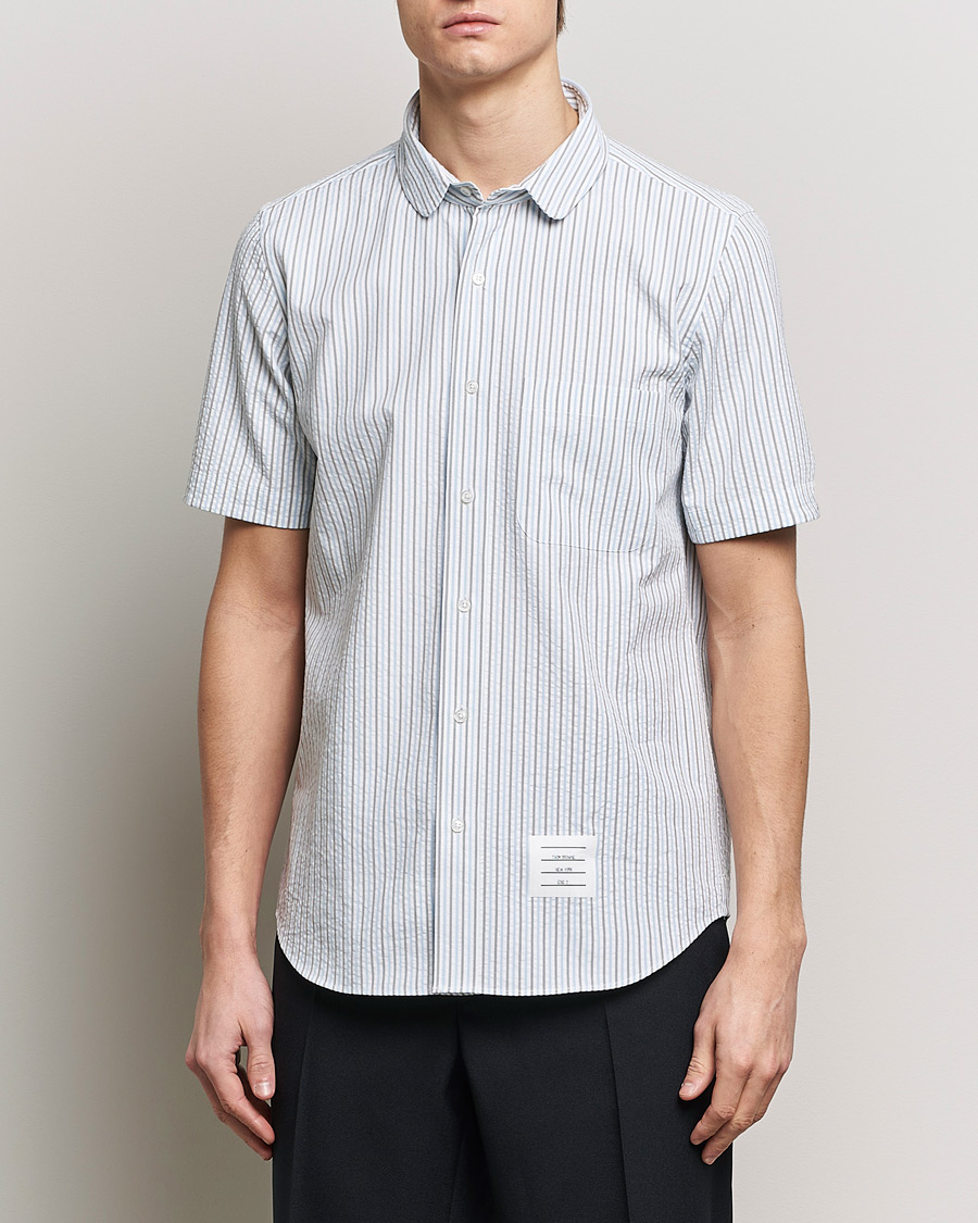 Heren | Casual | Thom Browne | Short Sleeve Seersucker Shirt Light Blue