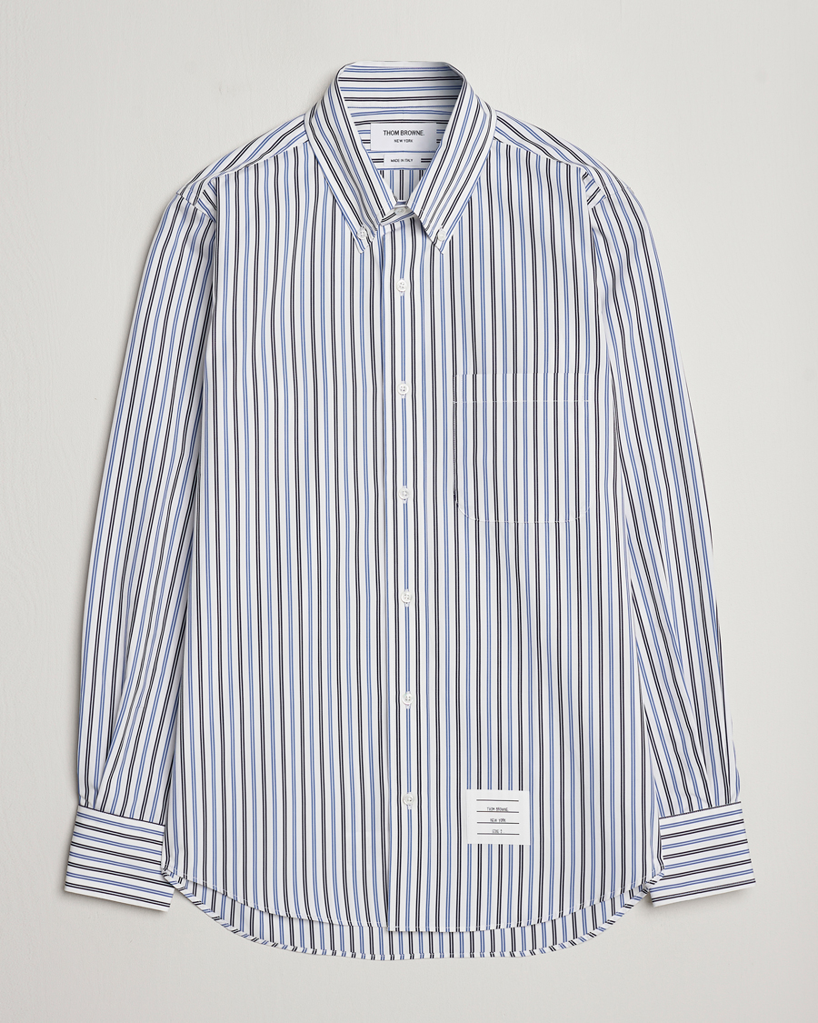 Heren | Overhemden | Thom Browne | Button Down Poplin Shirt Navy Stripes