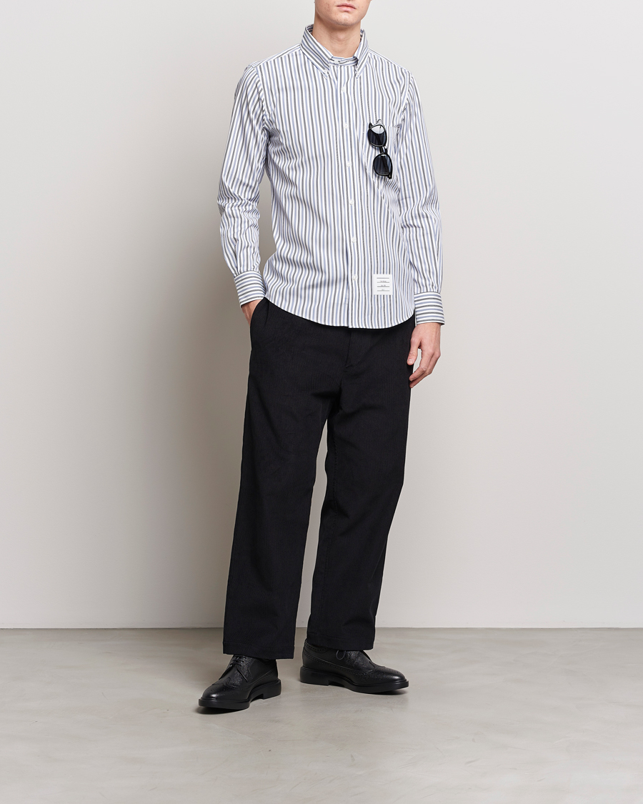 Heren | Overhemden | Thom Browne | Button Down Poplin Shirt Navy Stripes
