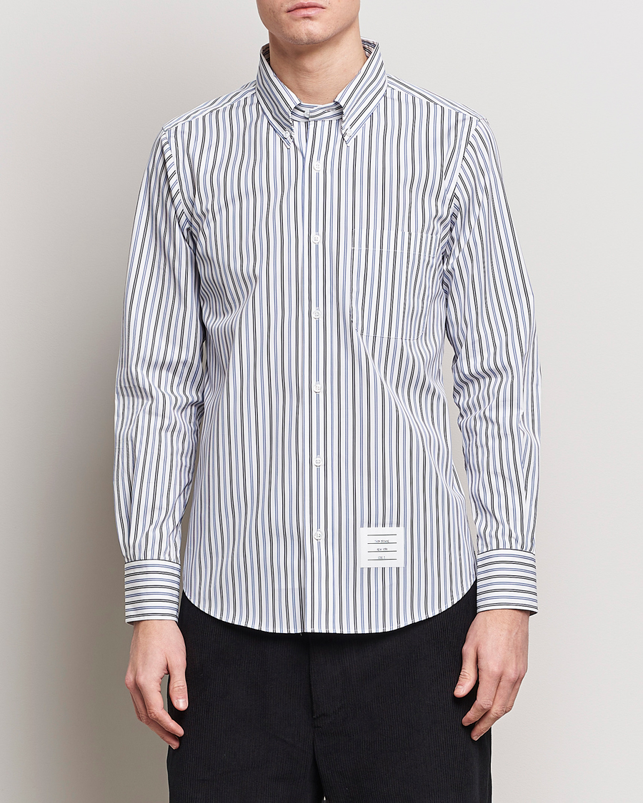 Heren | Overhemden | Thom Browne | Button Down Poplin Shirt Navy Stripes