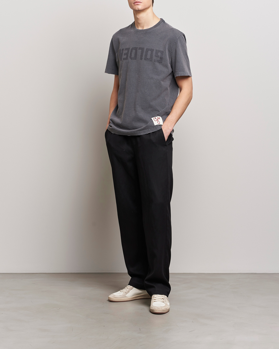 Heren | T-shirts | Golden Goose | Deluxe Brand Distressed Cotton Logo T-Shirt Anthracite