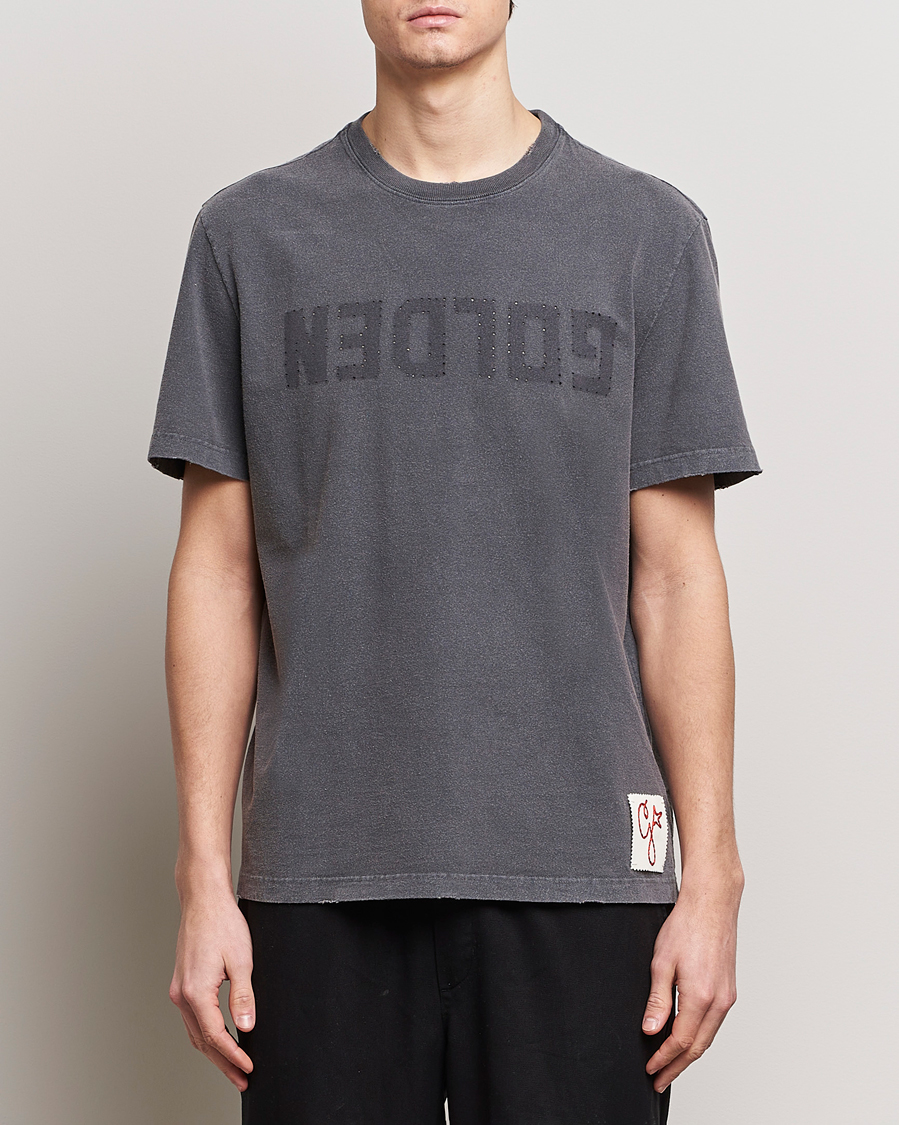 Heren | T-shirts | Golden Goose | Deluxe Brand Distressed Cotton Logo T-Shirt Anthracite