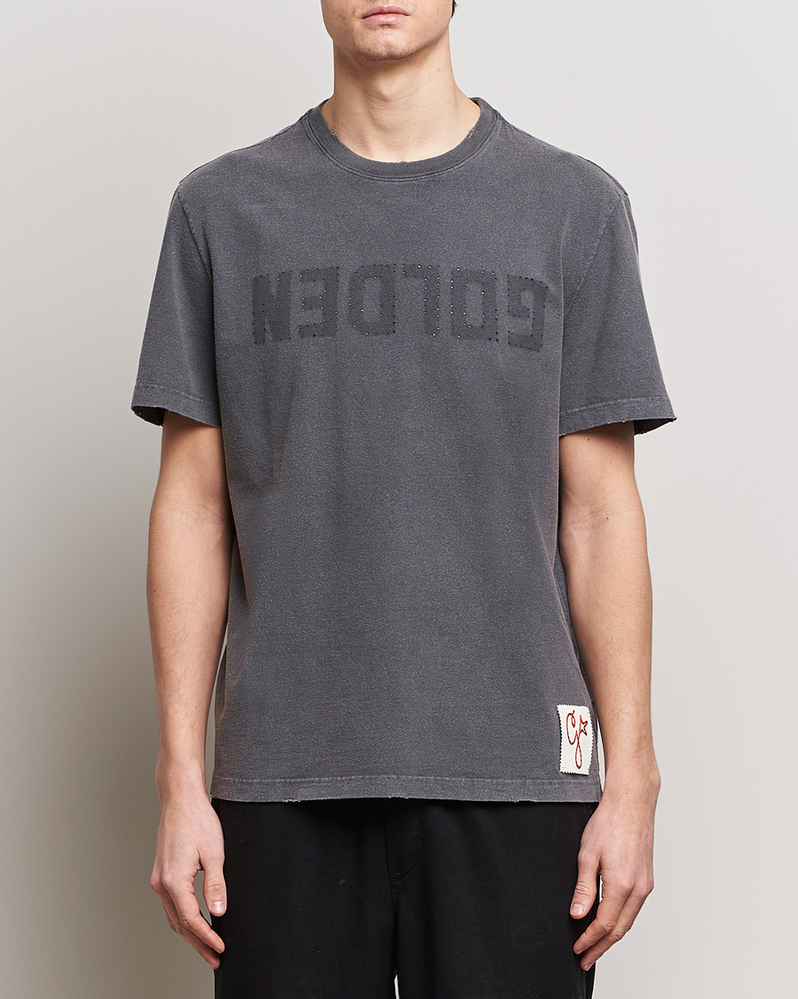 Heren | T-shirts met korte mouwen | Golden Goose | Deluxe Brand Distressed Cotton Logo T-Shirt Anthracite