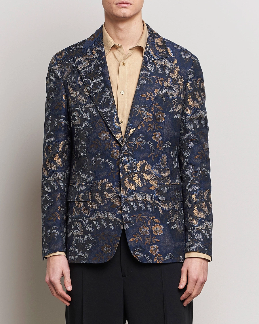 Heren | Blazers | Etro | Floral Jacquard Evening Jacket Navy