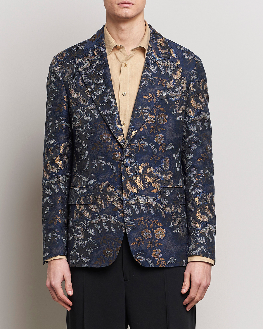 Heren | Smokingjassen | Etro | Floral Jacquard Evening Jacket Navy