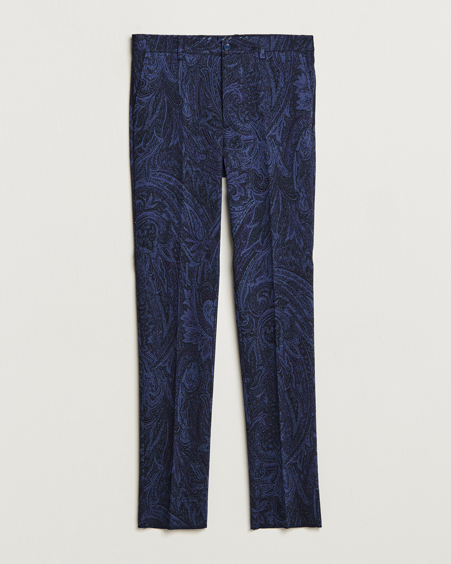Heren | Broeken | Etro | Tonal Paisley Trousers Navy