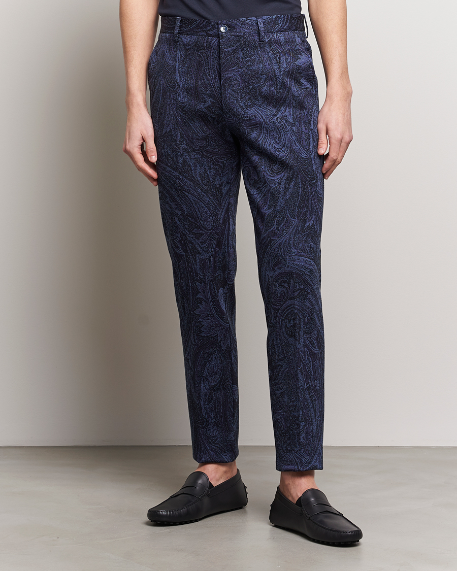 Heren | Italian Department | Etro | Tonal Paisley Trousers Navy